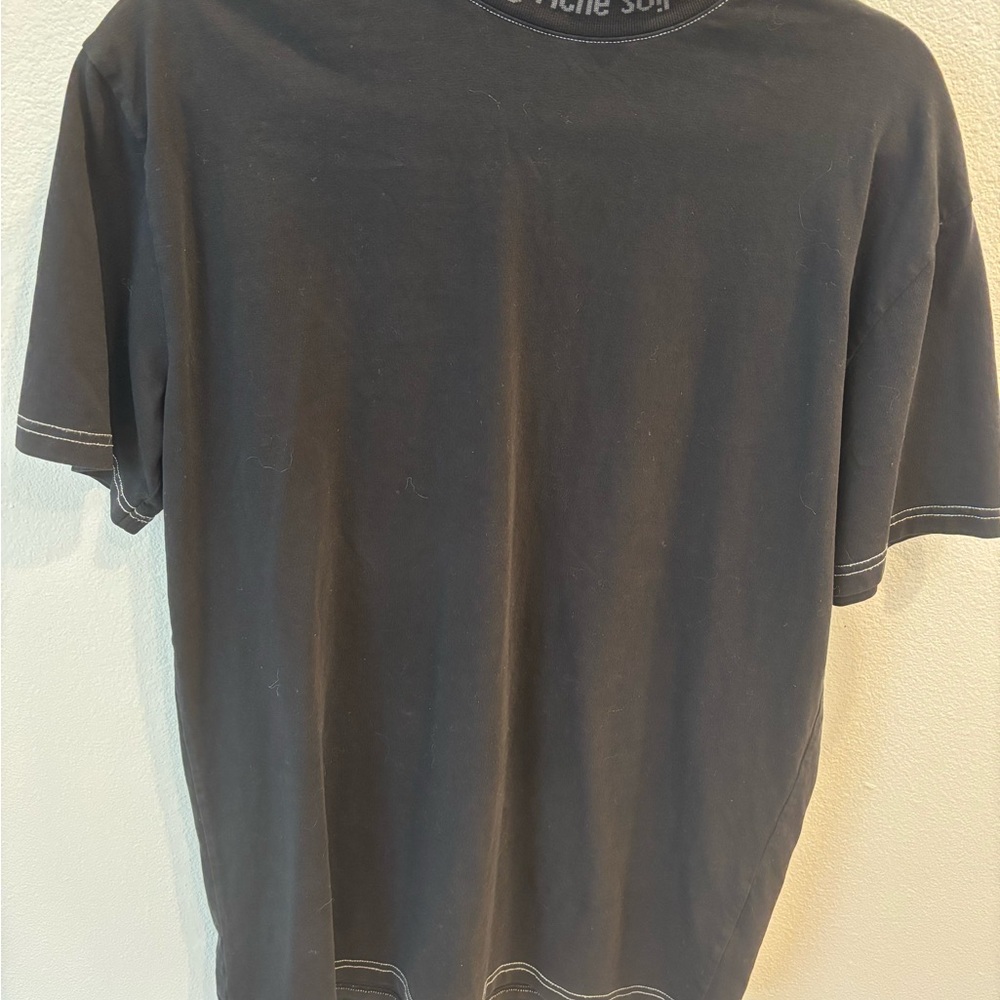 Acne Black Short Sleeve Tee Essential Crew Neck